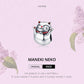 Maneki Neko cat charm bead with red enamel ears and smiling face on silver