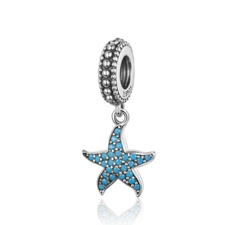 925 sterling silver starfish pendant charm with blue stones