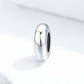 Polished 925 sterling silver bead charm, oval shape with dark inner hole