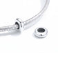 925 sterling silver bead charm on silver snake-chain bracelet with slider clasp