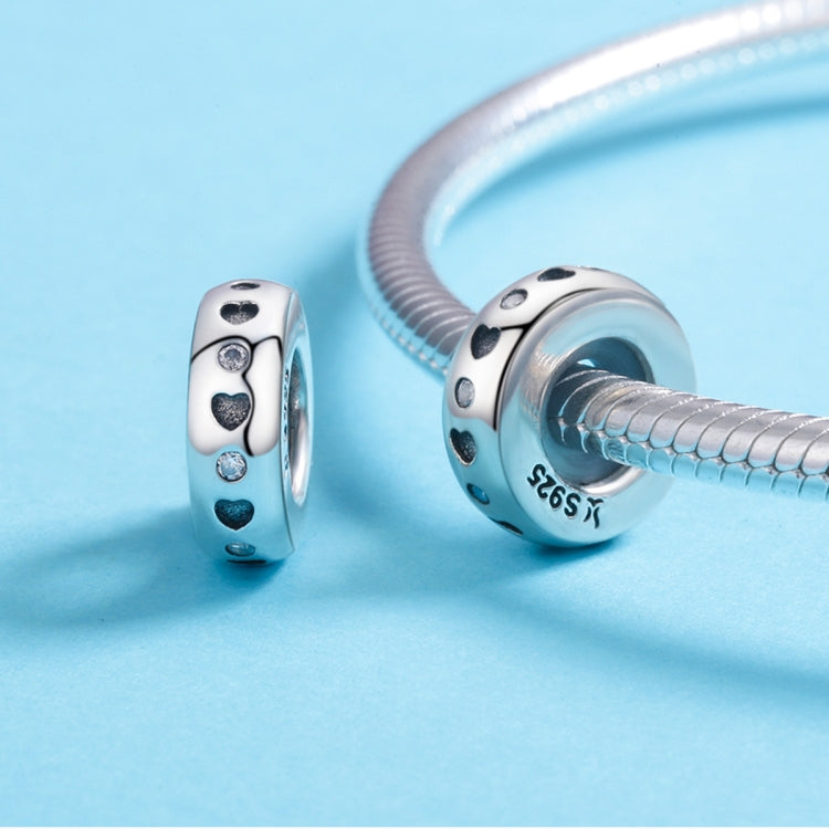 925 sterling silver heart charm beads pair on snake bracelet with metal end cap