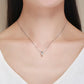 Sterling silver heart charm bead on fine chain necklace, heart inset at center