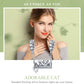 Sterling silver cat necklace pendant with CZ-studded arched bar, worn by model