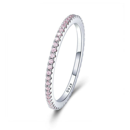 Sterling silver ring with pink stones