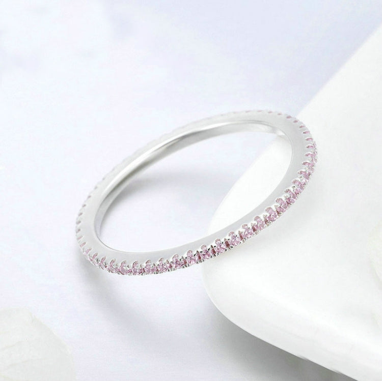 Sterling silver ring with pink pavé stones