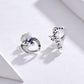 Silver stud earrings with heart-shaped cat design and colored zircon accents