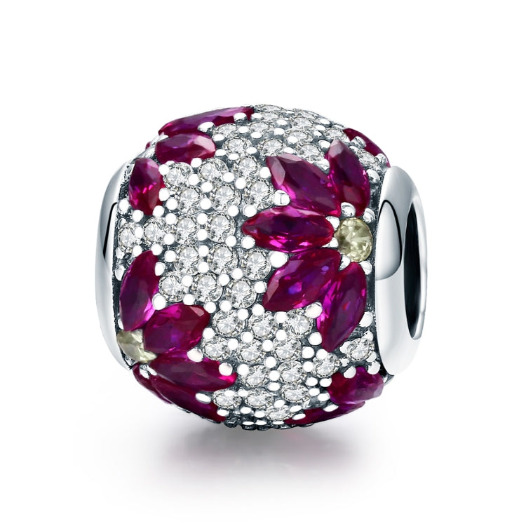 Sterling silver bead charm pendant with clear stones and purple crystal accents