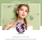 Round purple gemstone bead charm on a silver snake bracelet with spring clasp