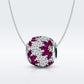 Round purple gemstone bead charm pendant on silver chain