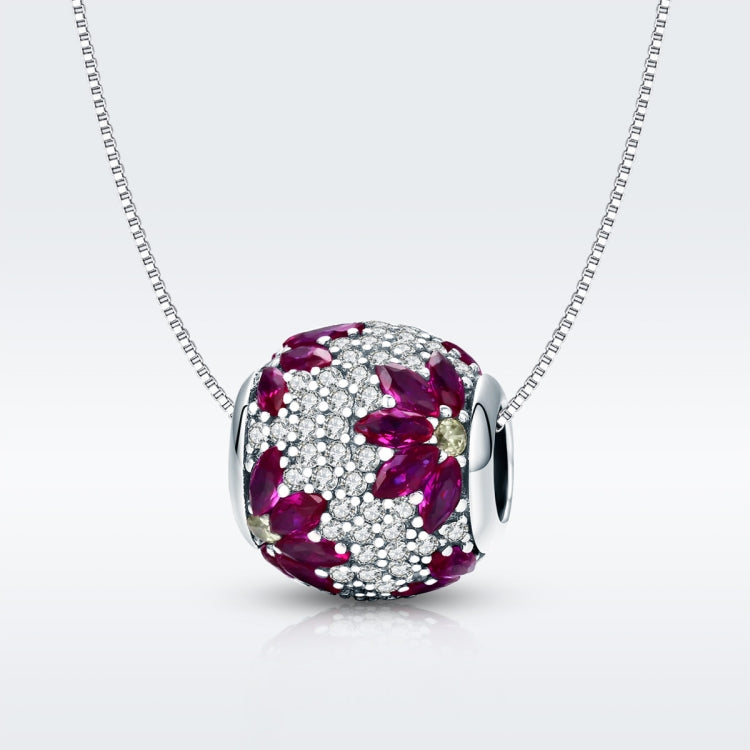 Round purple gemstone bead charm pendant on silver chain