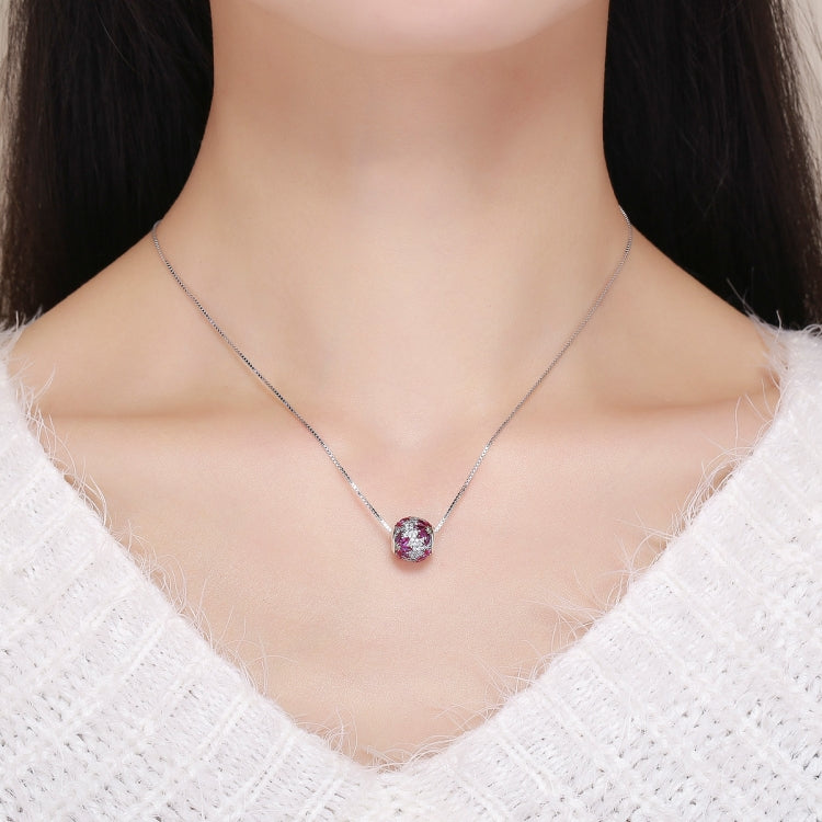 Purple gemstone bead pendant on thin silver chain