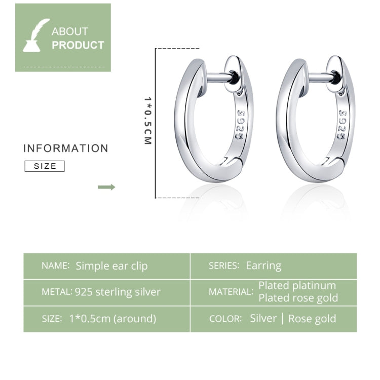 925 sterling silver hoop earrings with hinged clasp, smooth polished shine