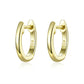 Gold-tone hoop earrings with hinged ear back, smooth polished finish