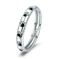 Sterling silver ring with black paw print enamel, smooth inner band marked S925