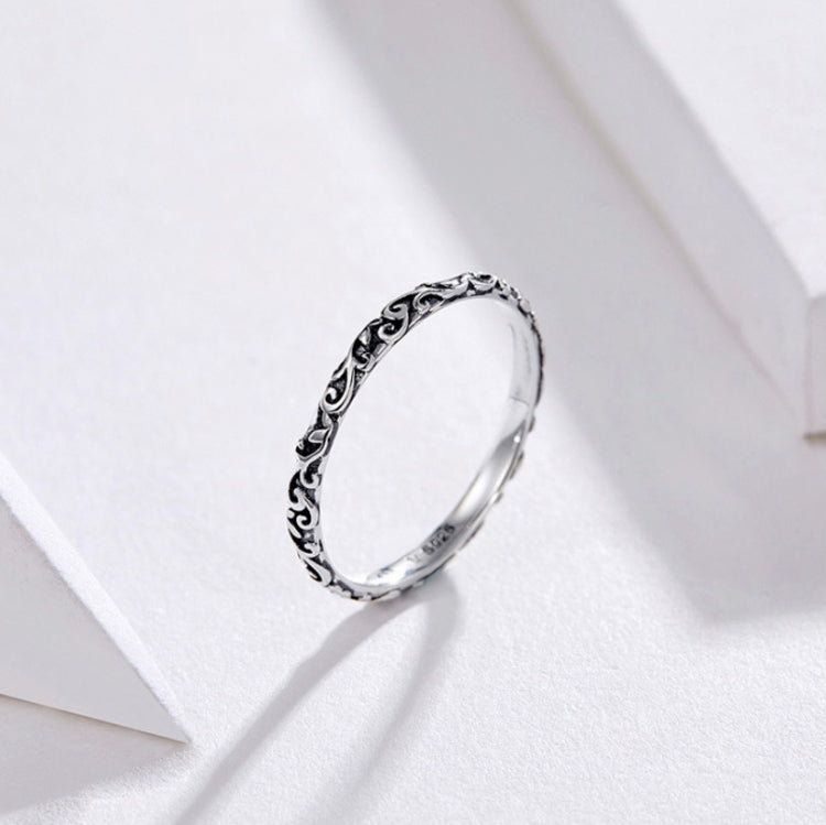 Sterling silver 925 pattern band ring with ornate scrollwork design
