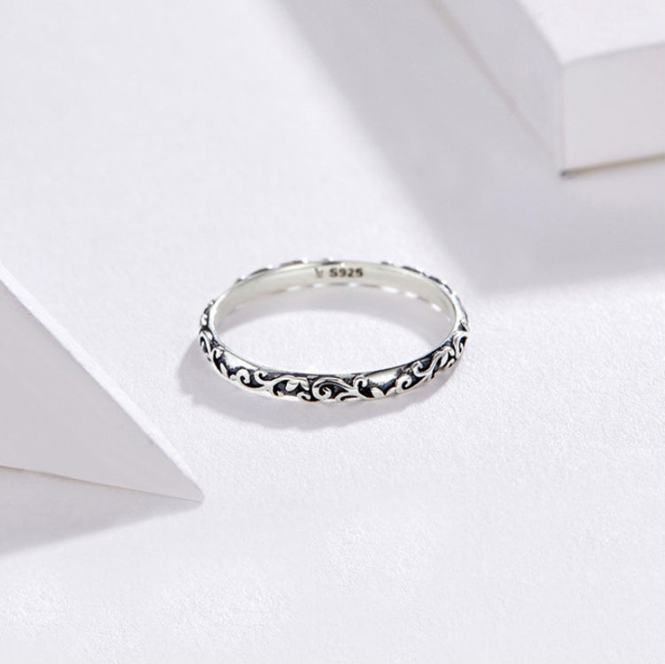 Sterling silver 925 pattern ring with decorative filigree band