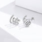 Sterling silver three-layer twisted stud earrings with zircon accents, pair
