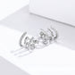 Sterling silver twisted zircon earrings, pair of layered hoop studs