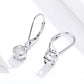 Round zircon pendant earrings in sterling silver, hinged lever hoop backs