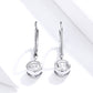 Sterling silver drop earrings with round clear zircon stones and lever hooks