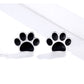 Sterling silver paw print stud earrings with black enamel paw pads and post backs