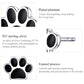 Sterling silver paw print stud earrings with glossy black enamel and polished silver frame