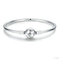 Sterling silver star bead bracelet with round star centerpiece, polished silver cuff