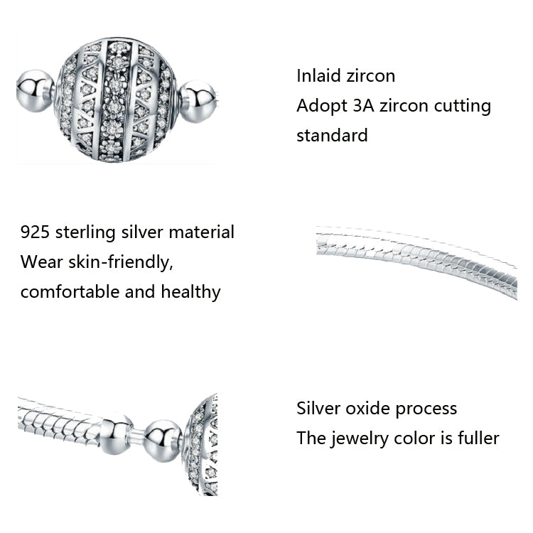 Sterling silver bangle with round paved zircon bead centerpiece and textured wire band
