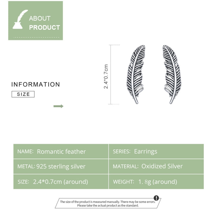 Oxidized silver ribbed feather earrings, pair