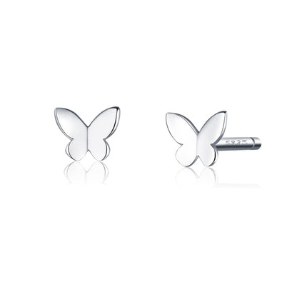 Butterfly stud earrings with silver-toned butterfly charms and post backs