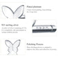 Butterfly stud earrings display, silver-toned butterfly fronts with marked post tube