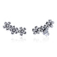 Floral zircon sterling silver stud earrings with three flower motifs