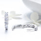 Sterling silver hoop earrings with five CZ stones and hinged clasp