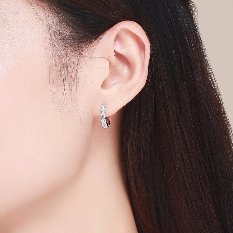 Platinum-plated sterling silver zircon hoop earring