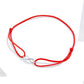 Red braided string bracelet with silver infinity clasp centerpiece and sparkle detail