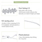 Sterling silver daisy bracelet infographic with CZ flower links and chain details