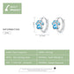 Sterling silver cat paw hoop earrings with blue stones, product size diagram