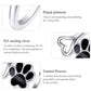 Close-up of open paw print ring with black enamel center on silver band