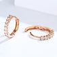Rose gold S925 sterling silver hoop earrings with inlaid zircon stones