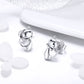 Cat-themed 925 sterling silver hoop earrings with dangling charm, CZ-style face