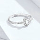 Sterling silver open ring with star and moon zircon detail