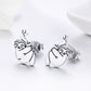 Sterling silver sloth stud earrings with leaf crown, side view showing post and back
