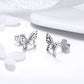 Sterling silver butterfly stud earrings with post backs and polished wing cutouts