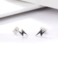 Sterling silver lightning bolt stud earrings with black pave-style center detailing