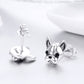 Sterling silver bulldog stud earrings showing hinged post and back, pair