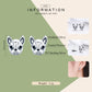 Bulldog stud earrings, oxidized silver look in 925 sterling silver with enamel detail