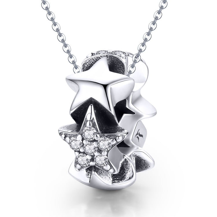 Star charm pendant with zircon inlay and S925 sterling silver chain