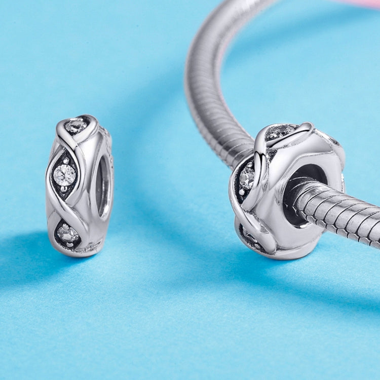 Sterling silver zircon bead charm paired with a silver bracelet chain