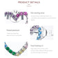 Sterling silver heart zircon earrings detail with multicolor pavé stones