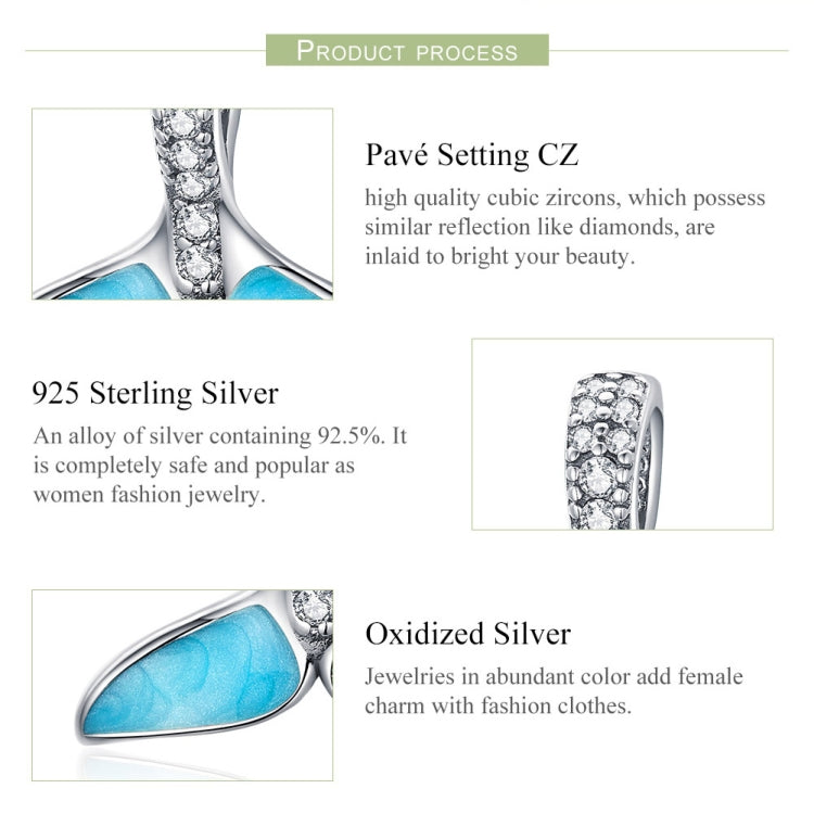 Sterling silver fishtail pendant necklace with pavé CZ and oxidized silver detail